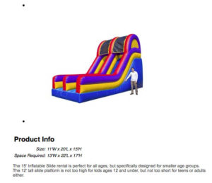 inflatable jump house slider