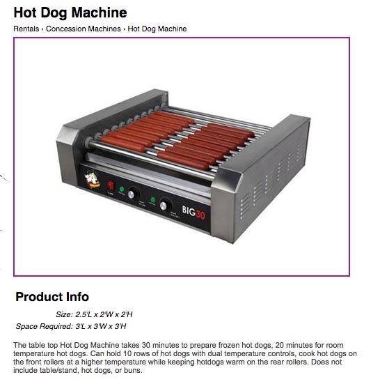 Hot Dog Machine $70
